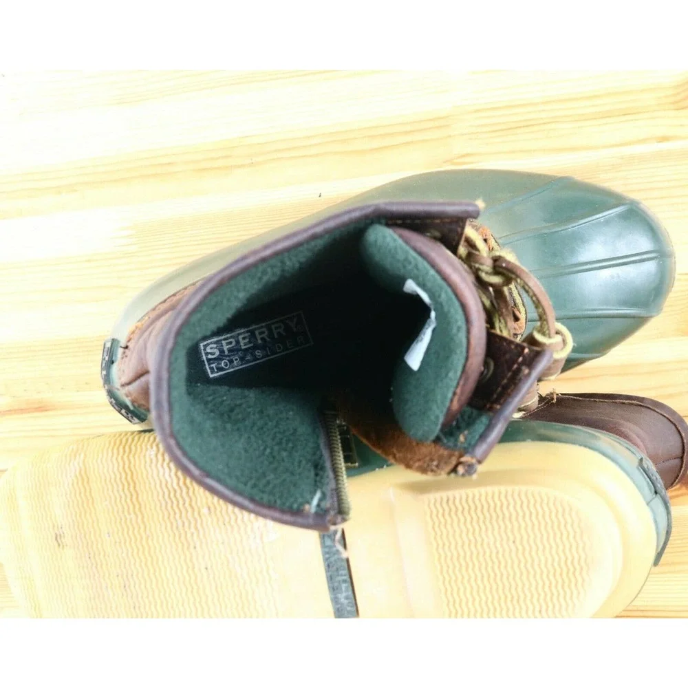 Sperry Top-Sider Women’s Leather Waterproof Saltwater Duck Boots Green Lined 5